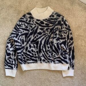 H&M DIVIDED - jacquard-knit sweater white/zebra print